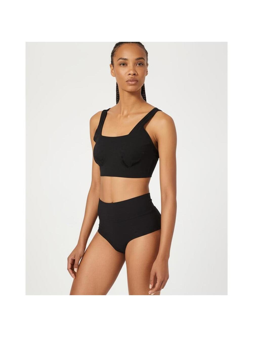 NWT Yitty Sports Bra Womens Size L Black Ultralift Square Neck Seamless